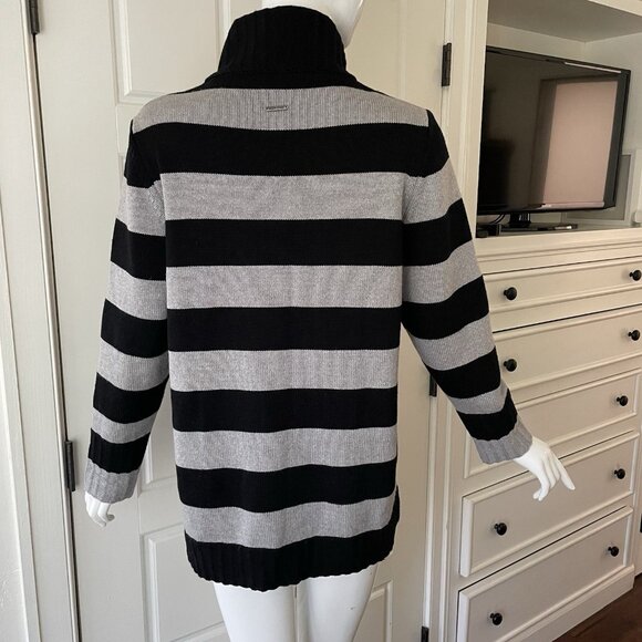 Saint James Wool Black Gray Sailor Stripe Fisherman Cardigan Sweater Size US 12 - Picture 16 of 16